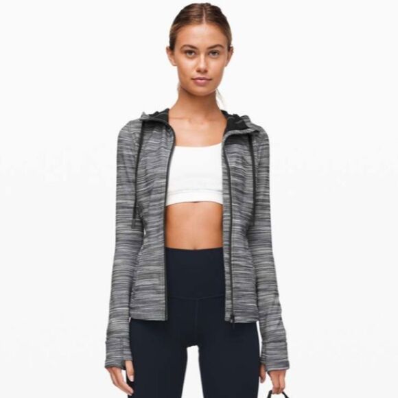 Lululemon Women’s‎ 6 Hoodie Define Jacket Heathered Black White Full Zip Sporty - Picture 6 of 16